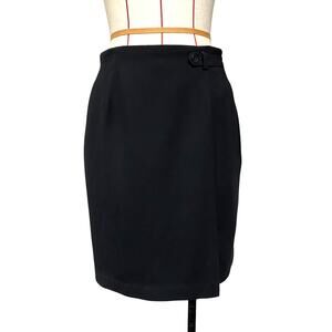 Vintage Norton McNaughton Petite Womens 6P Black Wrap Skirt